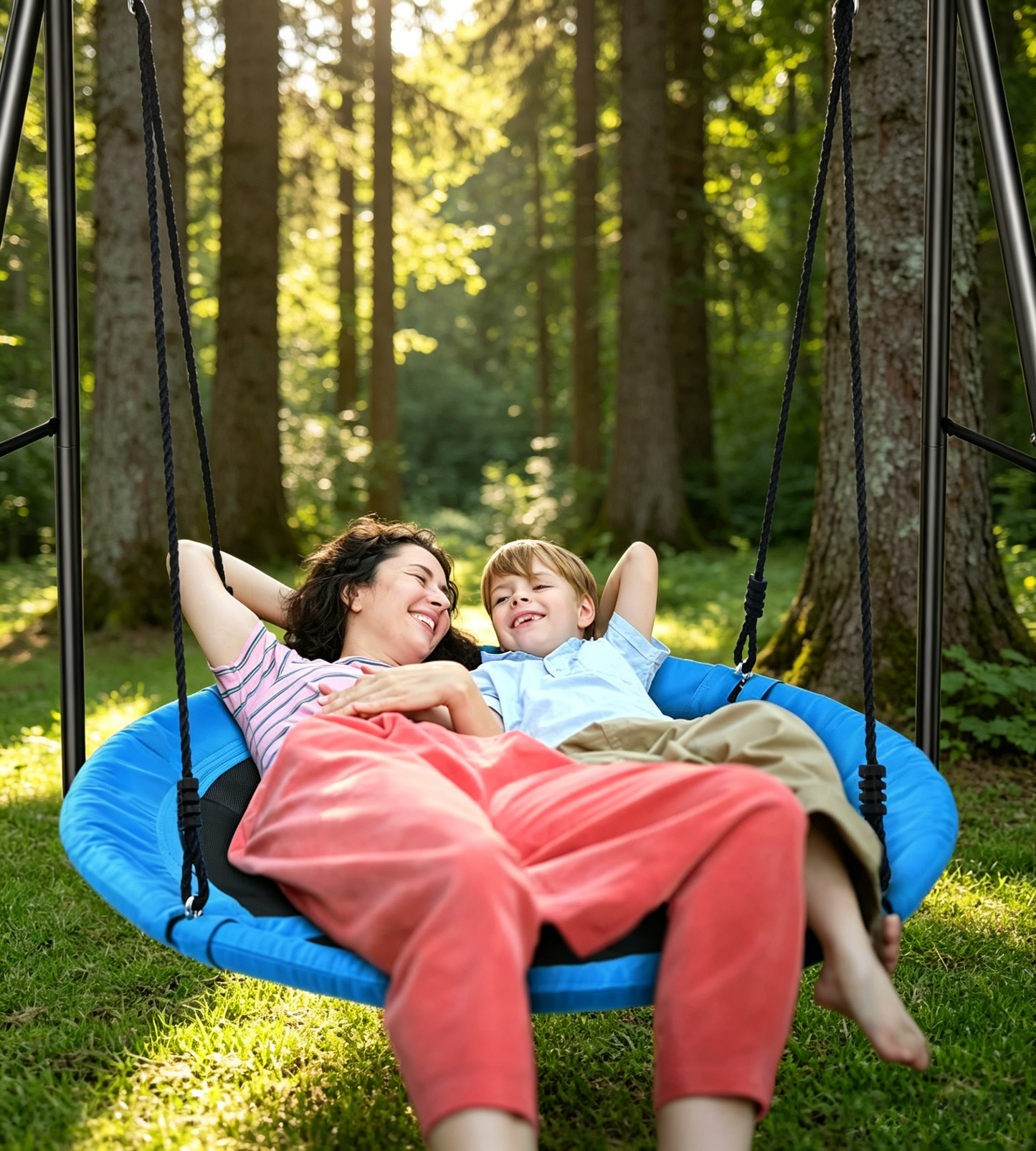 Saucer Swing with Frame for Kids Outdoor