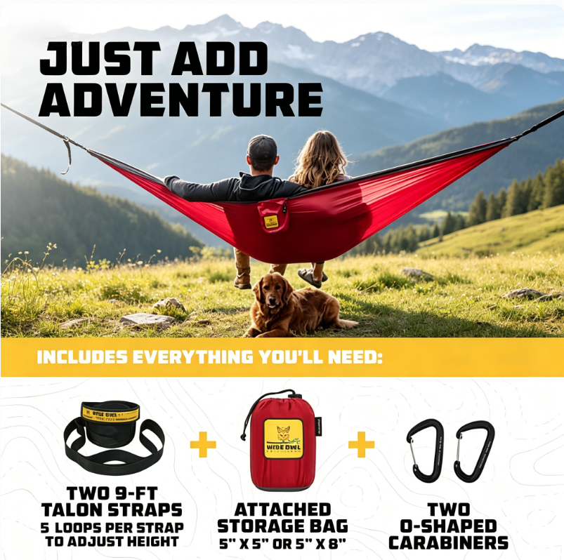 Camping Hammock – 500lbs Portable Hammock with Tree Straps