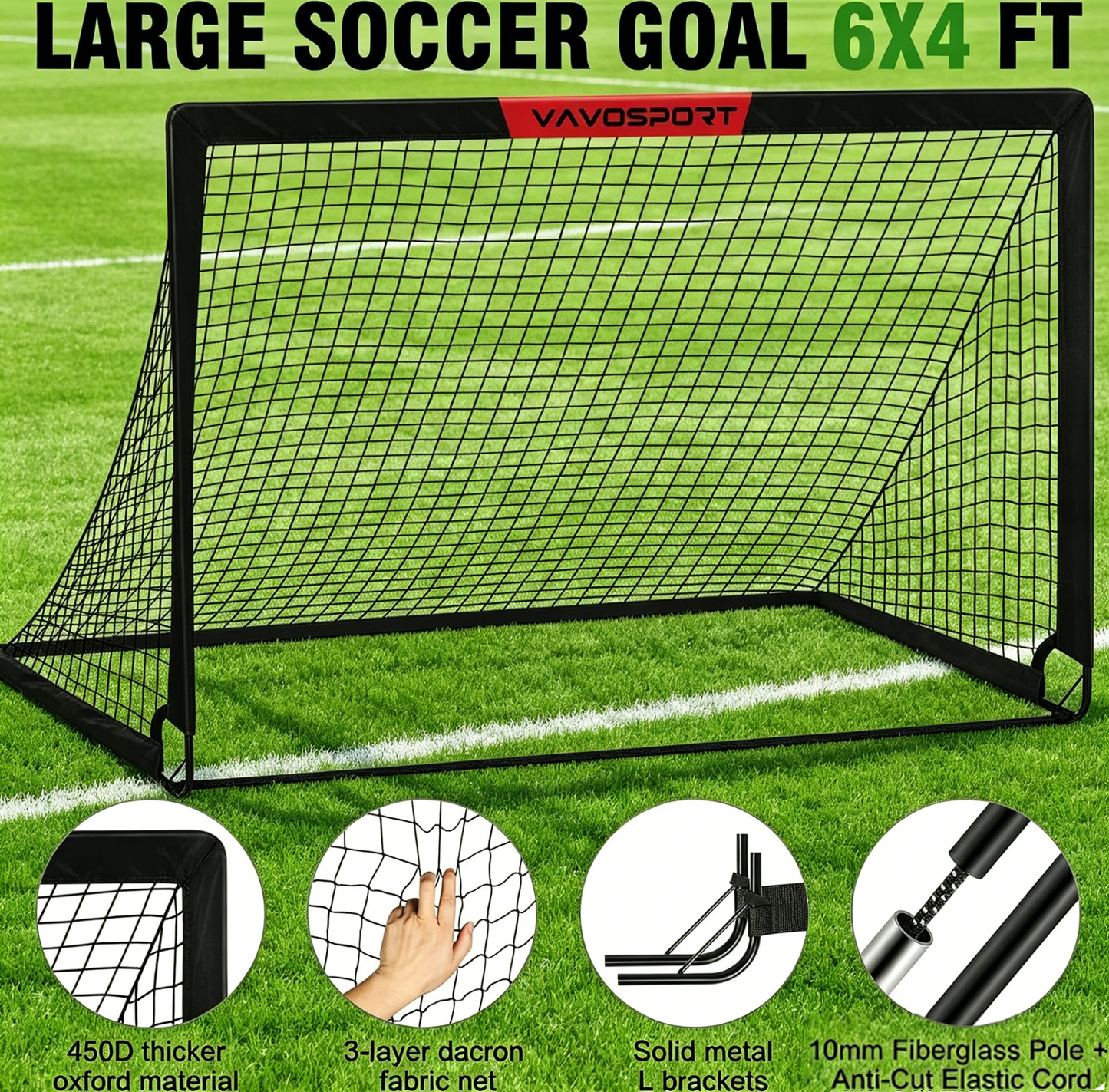 Soccer Goal, 2 of 6'x4' Kids Soccer Goals for Backyard Set