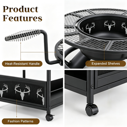 36/42/47" 3-in-1 Outdoor Fire Pit Table, Extra Large Wood Burning Firepit Equipped with Lid and Fire Poker