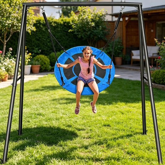 Saucer Swing with Frame for Kids Outdoor