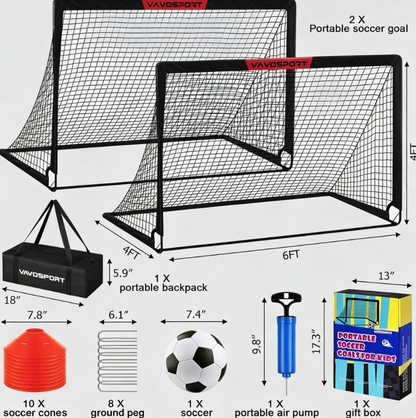 Soccer Goal, 2 of 6'x4' Kids Soccer Goals for Backyard Set