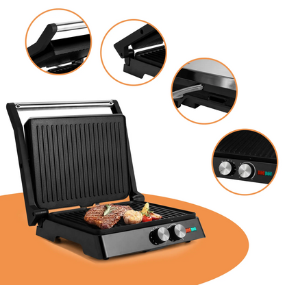 Electric Multifunction Sandwich & Panini Maker, Nonstick Indoor Griddle Toastie Machine Equipped with Grease Tray, Kitchen Appliance